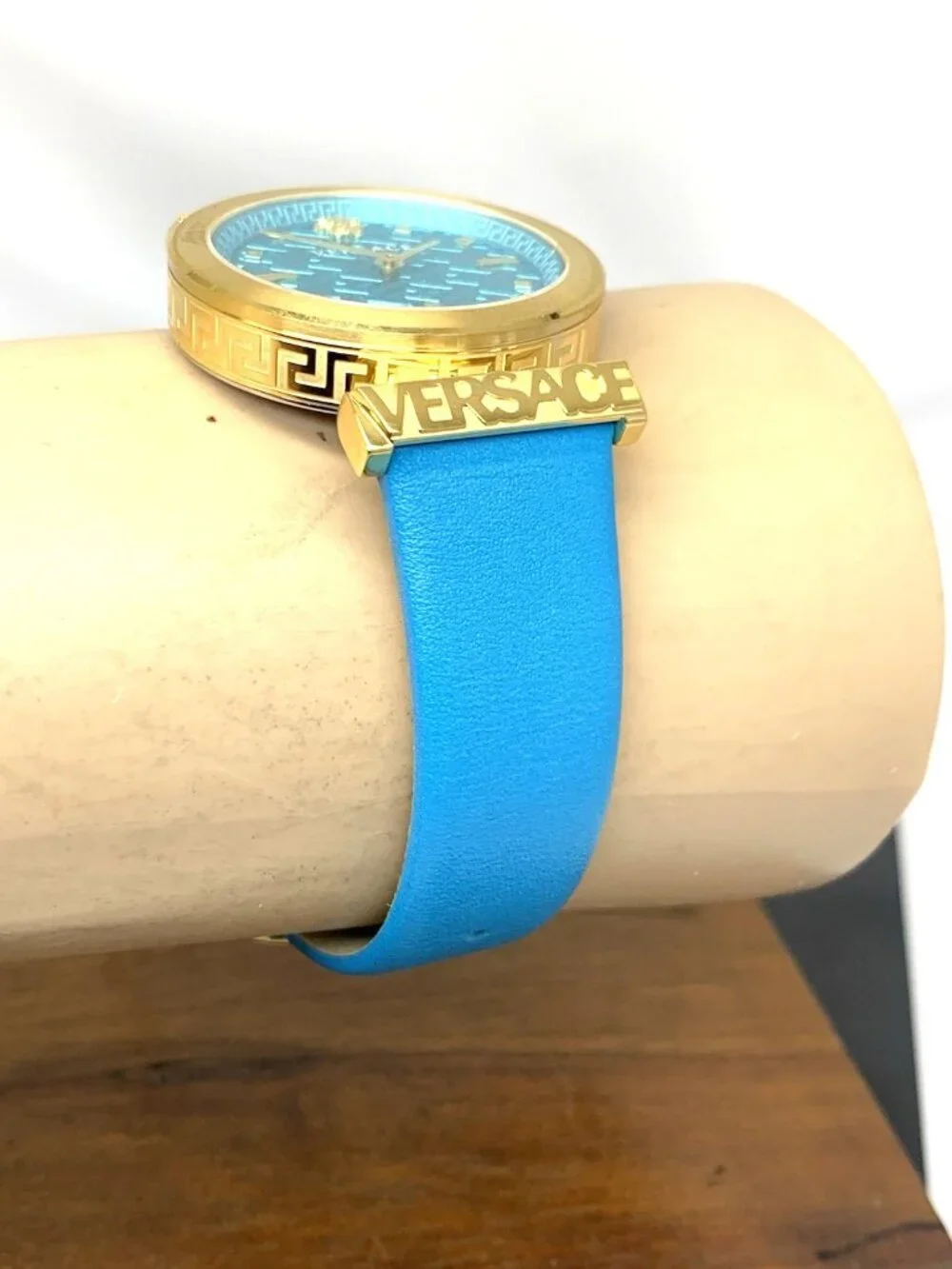 Versace Women's Watch VE6J00323 Regalia Swiss Quartz Gold Turquoise Leather 34mm
